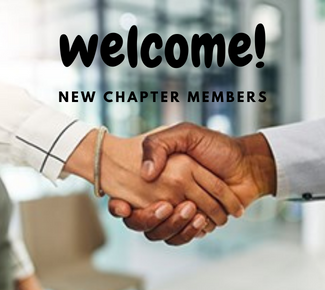 two men shaking hands with the copy: "welcome! new chapter members"