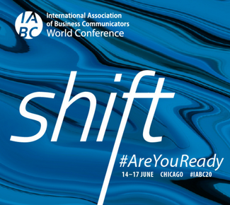 blue background with copy, "shift" #AreYouReady  14-17 June Chicago #IABC20