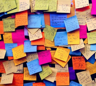 Unorganized and colorful post-it notes