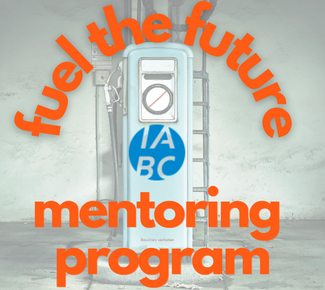 Gas pump with IABC logo and the words, "fuel the future mentoring program"