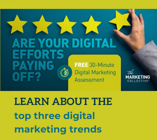 Are your digital efforts paying off? The Marketing Collective logo. 5 gold stars. 